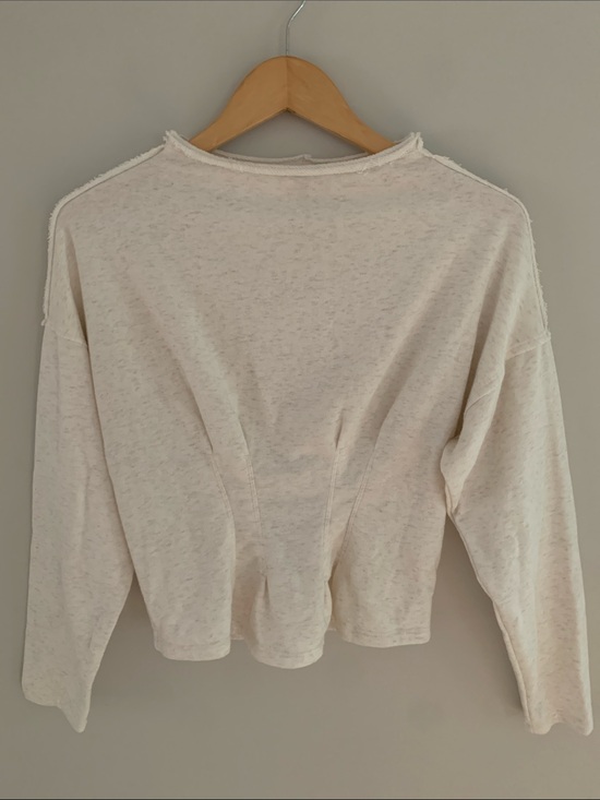 Pilcro Tops - Anthropologie Pilcro Corset Sweatshirt Cream Small Neutral Minimalist Casual